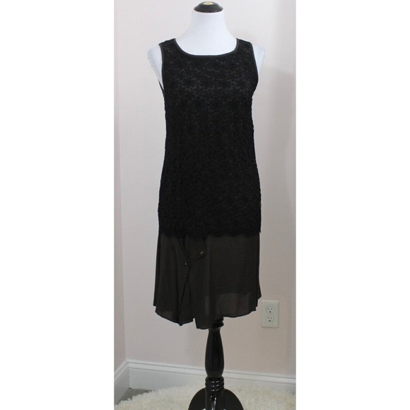 Cop Copine Dresses & Skirts - COP COPINE Sz 36 XS S 4 Black Brown Polka Dot Lace Sleeveless Layered Dress